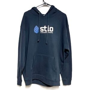 Stio Mens Navy Classic Hoodie Logo Pullover Sz L